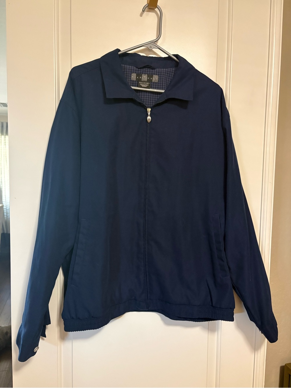 🛡️ ⛳️ Vintage Nike Shield Logo Men's Navy Full Zip-Front Jacket Large🧥 ⛳️